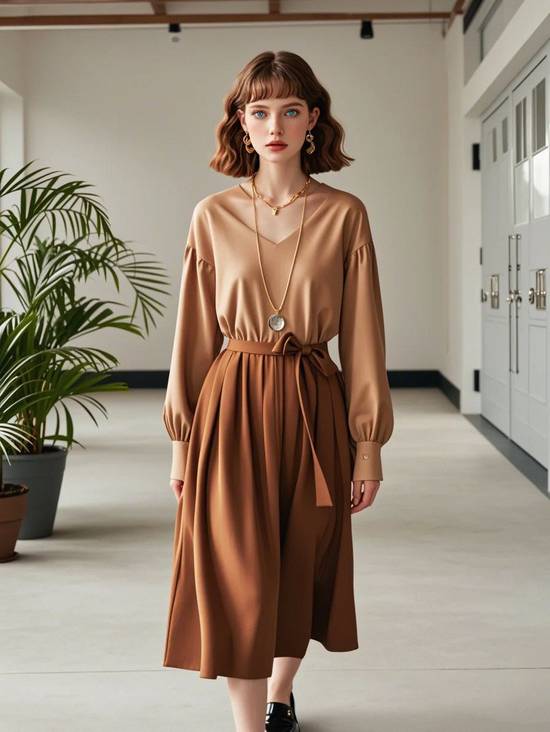 杏色裙子配什么顏色上衣好看,杏色裙子最佳上衣配色推薦