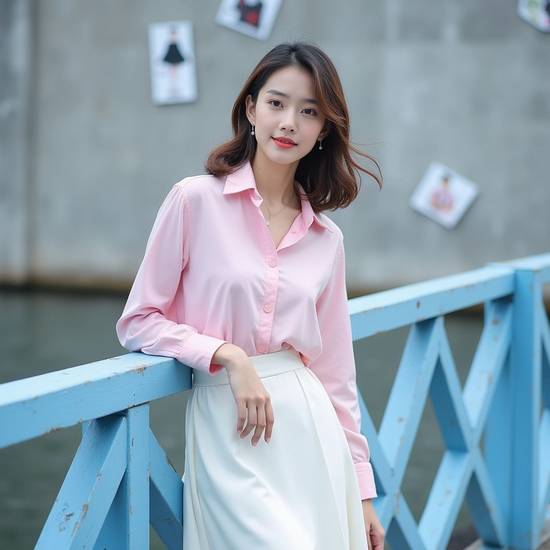 粉色衣服配什么裙子,粉色上衣配裙指南:白灰藍三色最顯溫柔甜美