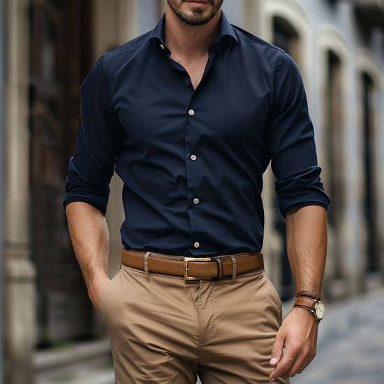 藏青色襯衫配什么顏色褲子， 藏青襯衫必搭褲色指南