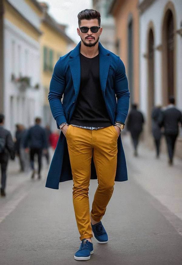 藍色的褲子配什么顏色的上衣，藍色褲裝色彩搭配指南：5種時髦配色方案解析