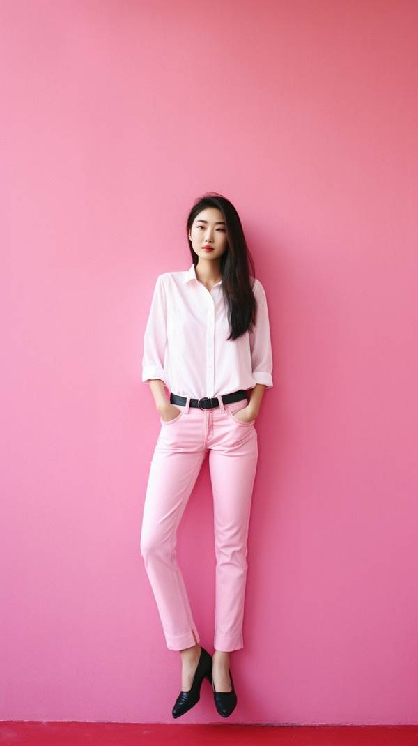 粉色褲子配什么上衣，春日出街首選：粉色褲子的20種絕美上衣搭配法則