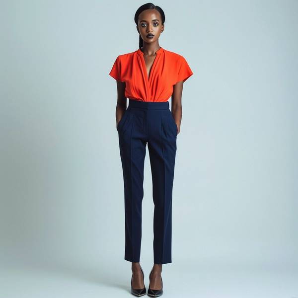 藍色褲子配什么顏色上衣好看，優雅藍褲穿搭指南：從牛仔藍到克萊因藍的配色方案