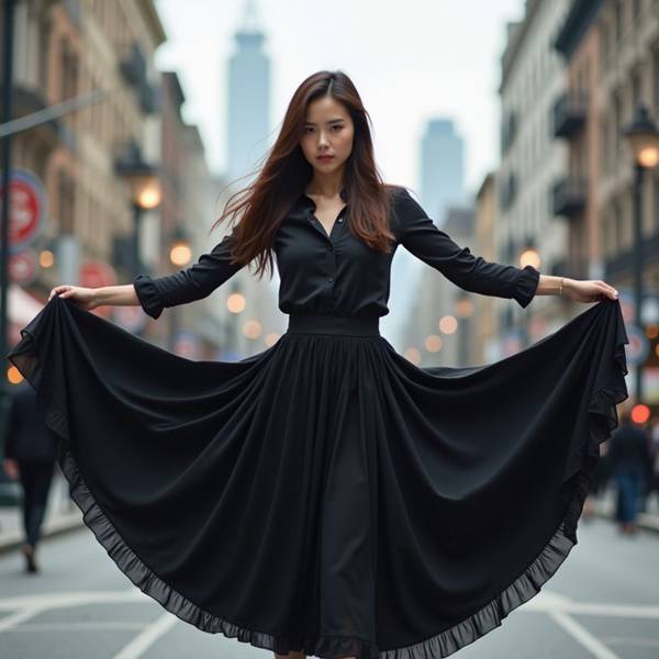 黑色裙子配什么顏色上衣，黑色裙子色彩搭配指南，6種上衣配色穿出高級感