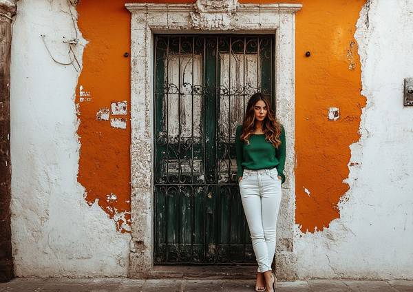 綠色褲子配什么顏色上衣好看，墨綠褲子的時尚配色指南：20種高級上衣搭配方案