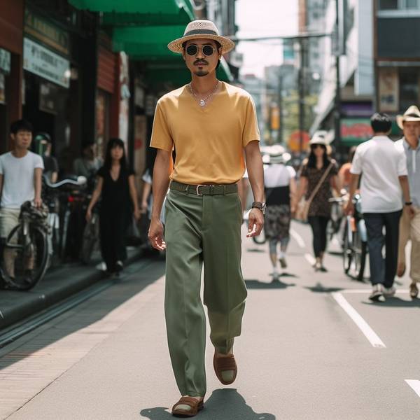 土黃色褲子配什么顏色上衣，土黃色褲子的五種絕美配色方案展現(xiàn)高級(jí)穿搭魅力